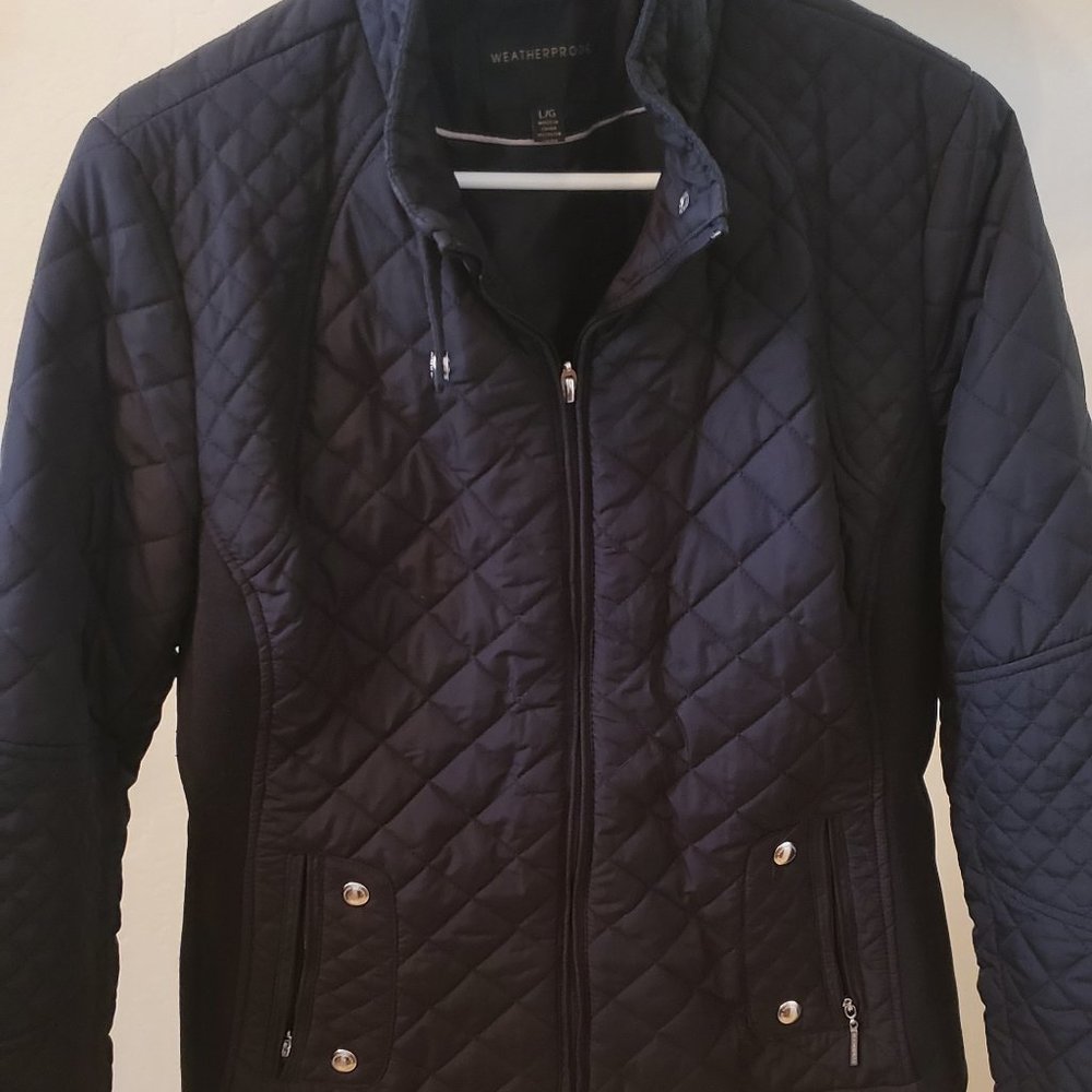 Quilted Black Jacket With Stretch Side Panel Inlay